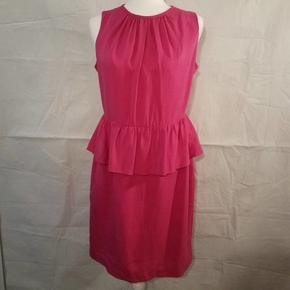 Trina Turk Kiran Sari Pink Pleated Peplum Sateen L - Picture 1 of 7